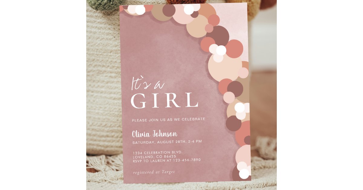 Elegant Cute Pink Girl Baby Shower Invitation | Zazzle