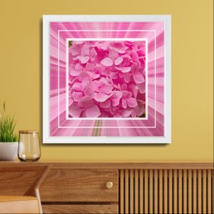 Elegant Cute Pink Hydrangea, Tiered Floral Framing Framed Art