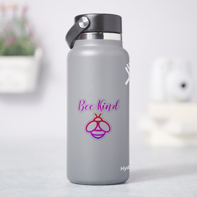 Elegant cute pink purple Bee kind bumblebee  Sticker (HydroFlask)