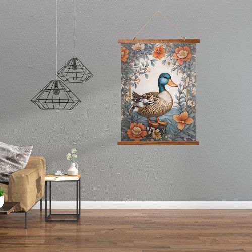 Elegant Cute Plump Duck Vintage Floral Hanging Tapestry