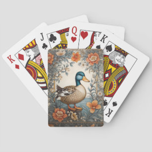 Elegant Cute Plump Duck Vintage Floral Poker Cards