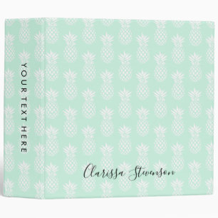 Elegant cute pretty mint green pineapple pattern 3 ring binder