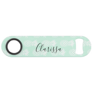 Elegant cute pretty mint green pineapple pattern bar key