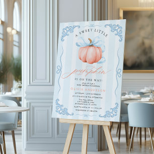Elegant Cute Pumpkin Blue Bow Baby Shower Foam Board