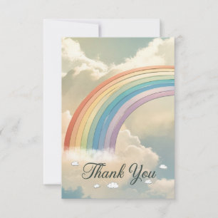 Elegant Cute Rainbow and Clouds Thank You Card