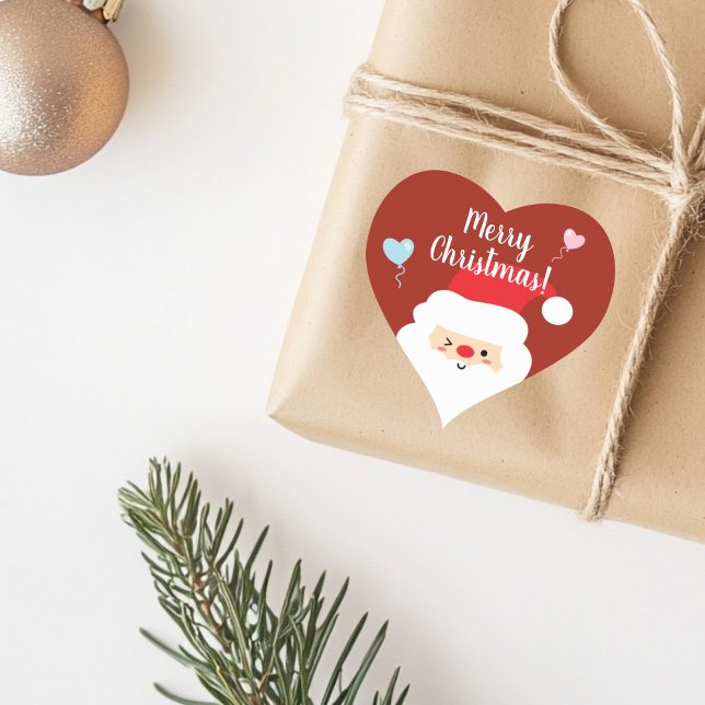 Elegant Cute Red Nose Santa Claus Happy Holidays Heart Sticker (Creator Uploaded)