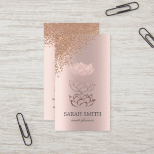 Elegant Cute Rose Gold Diamonds Lotus Business Business Card