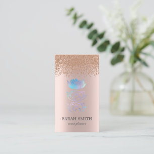 Elegant Cute Rose Gold Diamonds Lotus Business Business Card