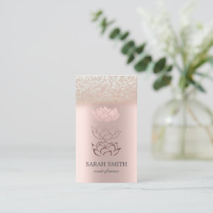 Elegant Cute Rose Gold Diamonds Lotus Business  Card