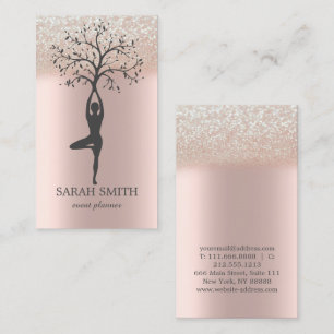 Elegant Cute Rose Gold Diamonds Yoga Business  Card