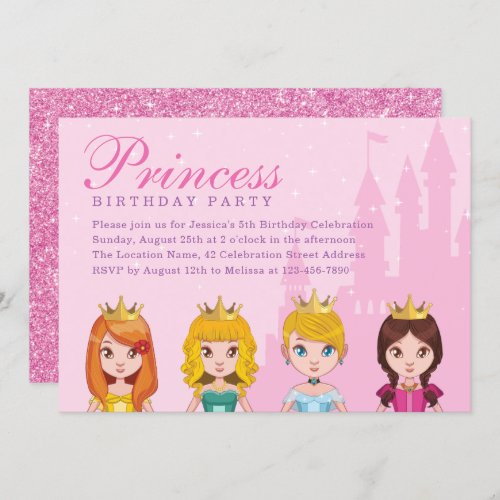 Elegant Cute Royal Princess Girl Birthday Party Invitation