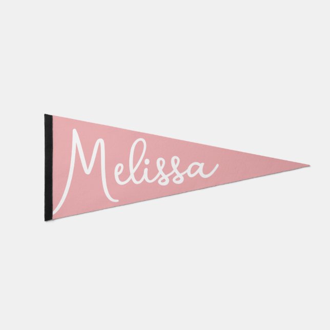Elegant Cute Script Kids Custom Name Pennant Flag (Front)