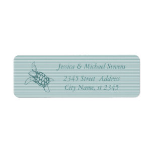 Elegant cute sea turtle gentle stripes label