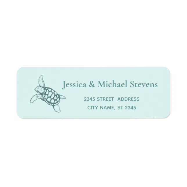 Elegant Cute Sea Turtle Label Zazzle