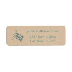 Elegant cute sea turtle linen label