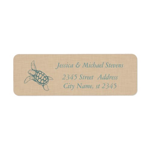 Elegant cute sea turtle linen label