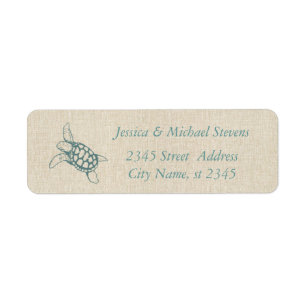 Elegant cute sea turtle linen label