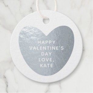 Elegant cute silver heart custom Valentine's Day Foil Favor Tags