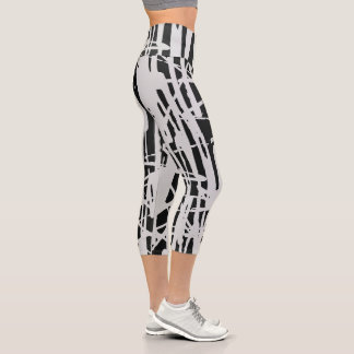 Elegant Cute Simple Women's Black & Gray Capri Leggings