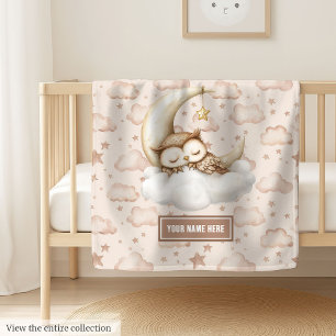 Elegant cute sleeping owl blanket in boho colors