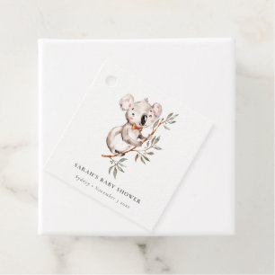 Elegant Cute Sleepy Koala Foliage Baby Shower Favor Tags