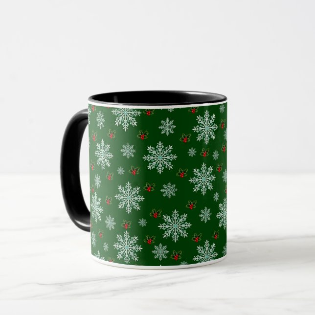 Elegant Cute Snowflakes Christmas Pattern Mug (Front Left)