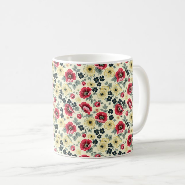 Elegant Cute Sophisticated Chic Romantic Floral  Coffee Mug (Front Right)