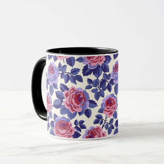 Elegant Cute Sophisticated Chic Romantic Floral Mug (Front Left)