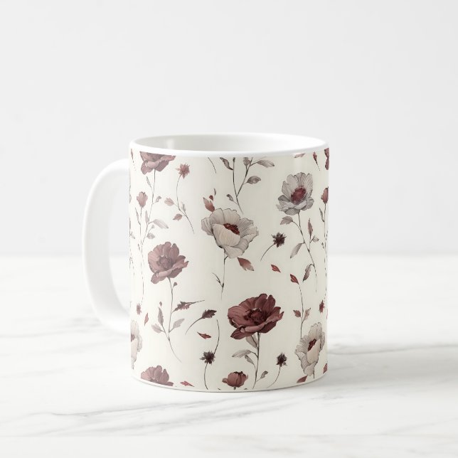 Elegant Cute Sophisticated Rustic Romantic Floral  Coffee Mug (Front Left)