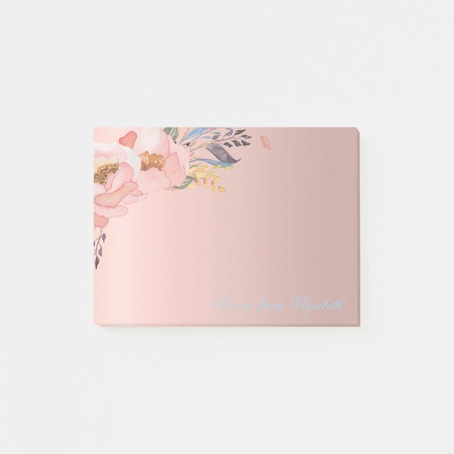 Elegant Cute Stylish Girly  Watercolor Flowers Post-it Notes (Front)