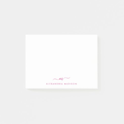 Elegant Cute Stylish Magenta Pink Monogram Office Post_it Notes
