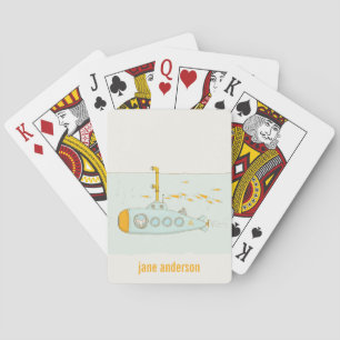 Elegant Cute Underwater Submarine Fish Monogram Poker Cards