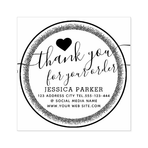 Elegant cute vintage heart thank you business  rub rubber stamp