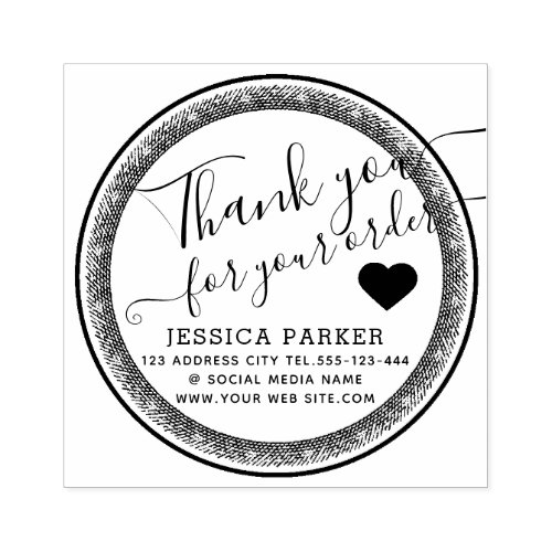 Elegant cute vintage heart thank you business rubb rubber stamp