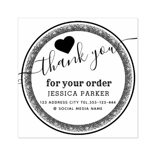 Elegant cute vintage heart thank you business rubber stamp