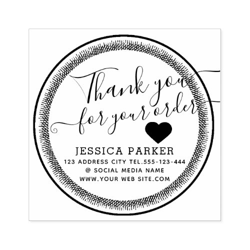 Elegant cute vintage heart thank you business  rubber stamp