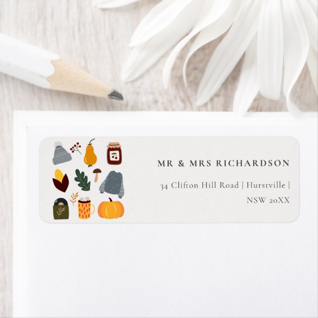 Elegant Cute Warm Cozy Autumn Essential Address Label (Insitu)