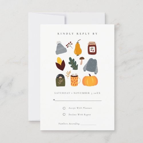 Elegant Cute Warm Cozy Autumn Essential Wedding RSVP Card