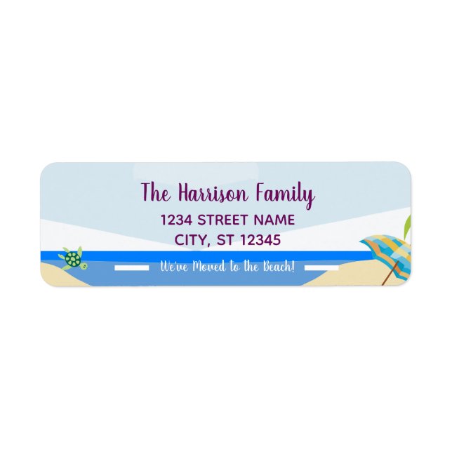 Elegant Cute We've Moved Beach Turtle New Address Label (Front)