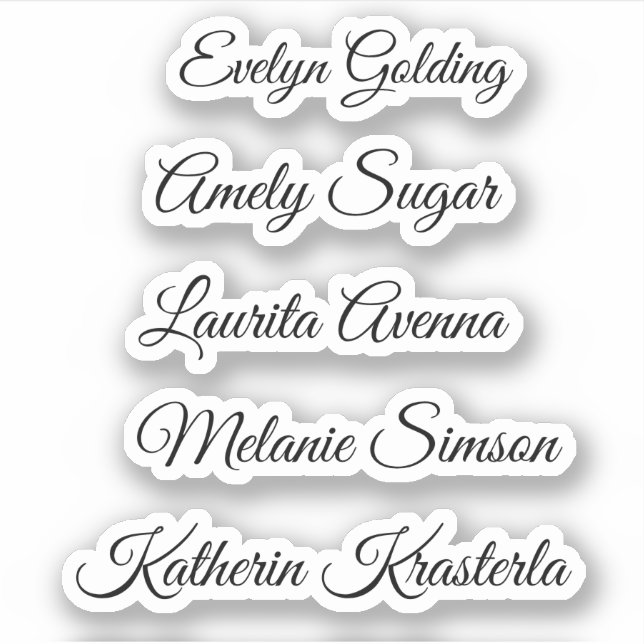 Elegant cute  whimsical script name belongs to sticker (Front)