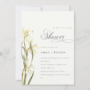 Elegant Cute White Daffodil Couples Shower Invite