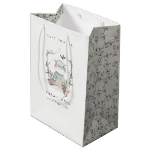 Elegant Cute Yellow Baby Hippo Foliage Baby Shower Medium Gift Bag