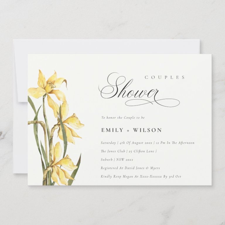 Elegant Cute Yellow Daffodil Couples Shower Invite