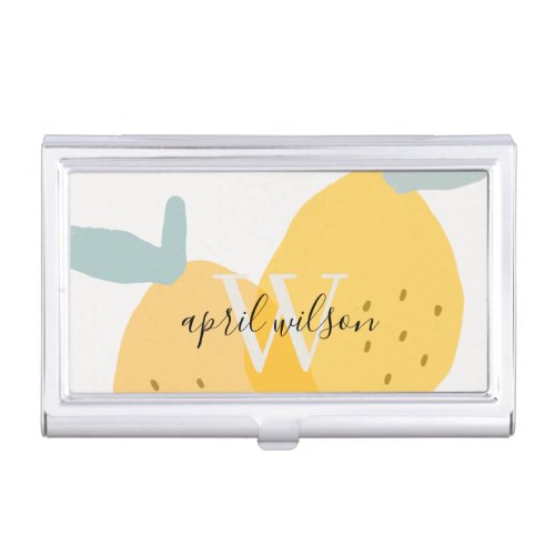 Elegant Cute Yellow Lemon Fruity Citrus Bright Business Card Case