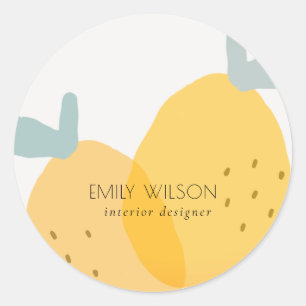 Elegant Cute Yellow Lemon Fruity Citrus Bright Classic Round Sticker
