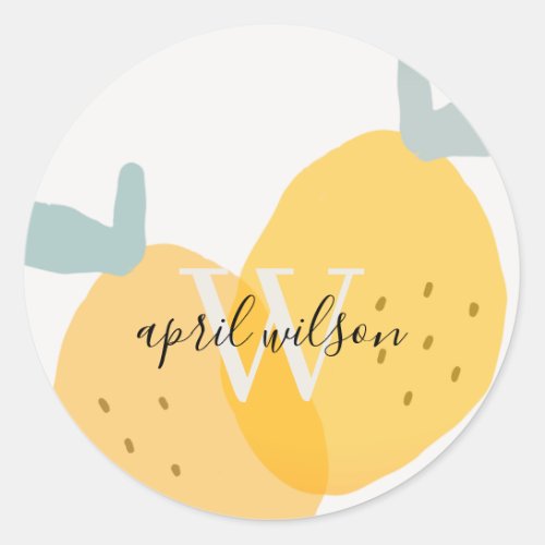 Elegant Cute Yellow Lemon Fruity Citrus Bright Classic Round Sticker