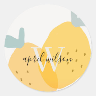 Elegant Cute Yellow Lemon Fruity Citrus Bright Classic Round Sticker