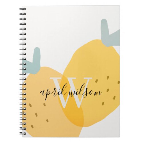 Elegant Cute Yellow Lemon Fruity Citrus Bright Notebook