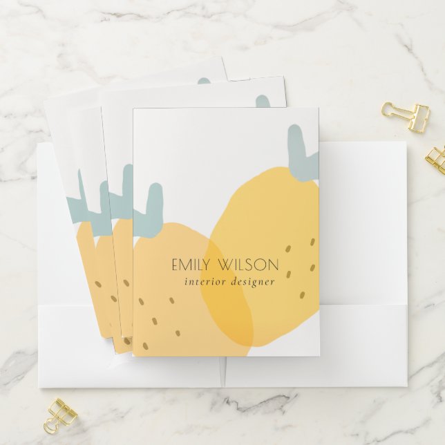 Elegant Cute Yellow Lemon Fruity Citrus Bright Pocket Folder (In Situ)