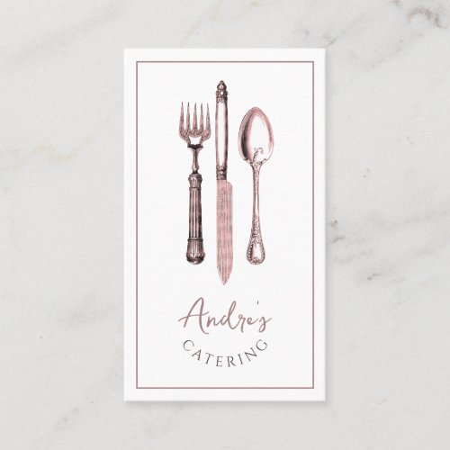 Elegant Cutlery Logo Catering Business Card